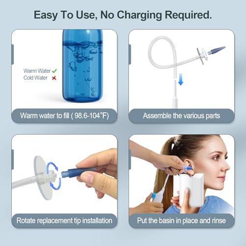 Ear Wax Removal Kit, Ear Cleaning Kits Manual Safe Ear Irrigation Flushing System, Effective Ear Cleaner Earwax Removal Kit, Ear Wax Removal Tool with Ear Basin and 10 Ear Tips