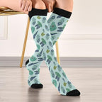 Green Peacock Feathers Compression Socks for Women and Men 20-30 mmHg Knee High Socks for Nurses Travel Socks 1 Pair
