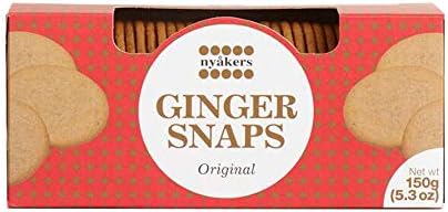 Nyakers Gingerbread Snaps Cookies - Finest Ginger Snaps Original Flavor Swedish Cookie | Perfect for Snacks On The Go | 150g - 5.3 oz | Pack of 12