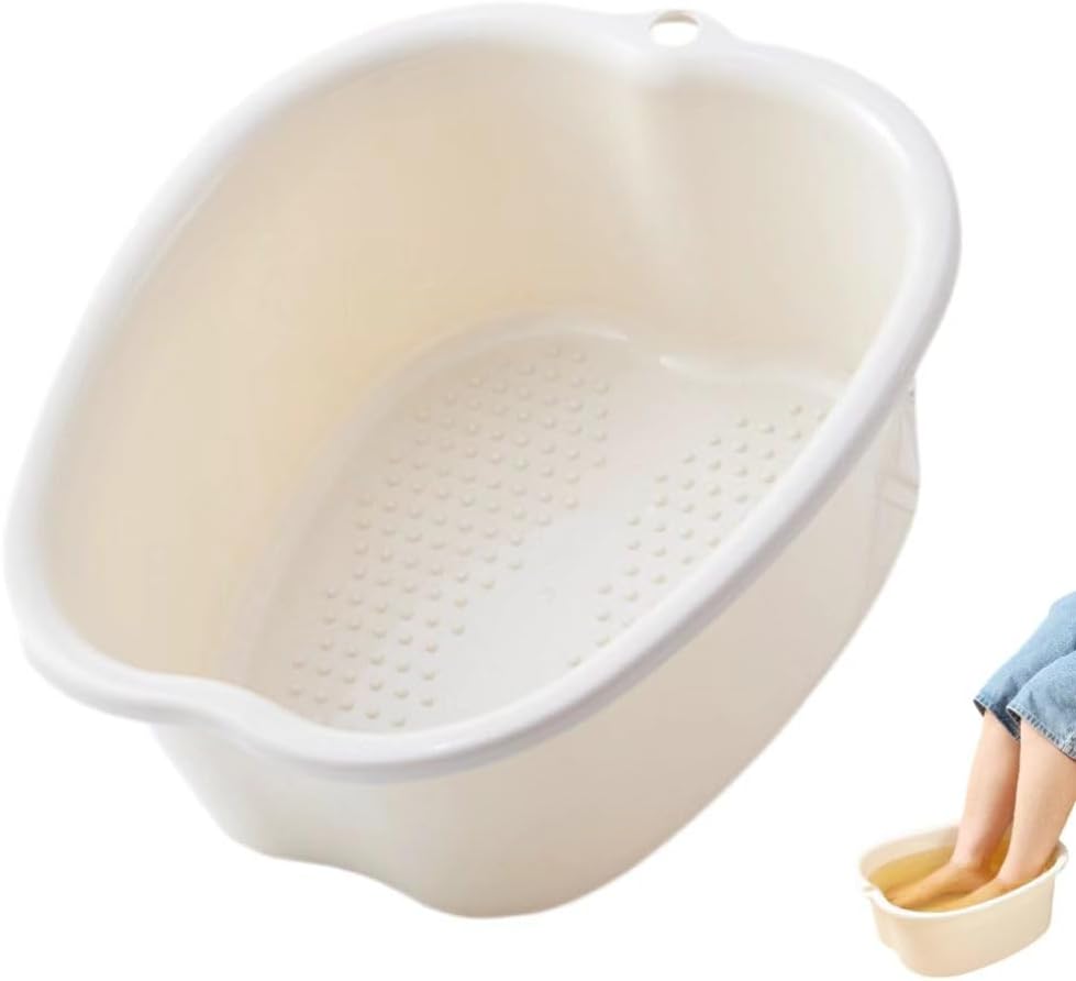 Ytterbium Foot Soaking Bath Basin, Large Massage Foot Soaking Tub, Plastic Home Spa Pedicure Bucket, Relaxation & Stress Relief, Suitable for Women & Men (White)