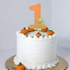 Little Pumpkin One Cake Topper - Girl/Boy First Birthday Cake Topper, Pumpkin 1st Birthday Party Decorations, Fall Party Decorations (Pumpkin One Cake Topper Orange)