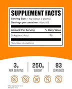 BulkSupplements.com D-Aspartic Acid Powder - D-Aspartic Acid Supplement for Men, Unflavored Amino Acid - Pure & Gluten Free, 3g per Serving, 250g (8.8 oz) (Pack of 1)