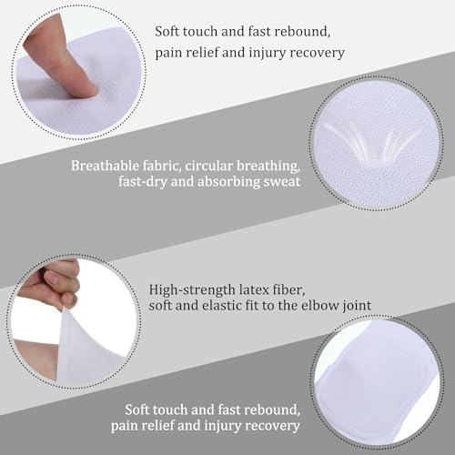 1 Pair Elbow Pads with Thicken Sponge Pad, White Breathable Protective Volleyball Elbow Pads Fitness Arm Knee Protector Volleyball Sponge Support for Kids Men Women Elderly
