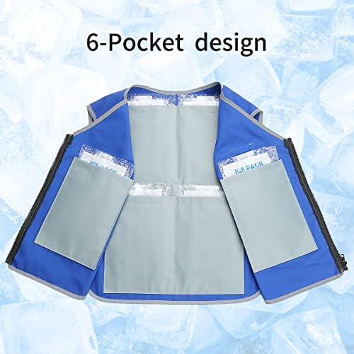 Cooling Vest for Men&Women, Ice Reflective Vest with 24 PCS Ice Packs, Cool Jacket for Hot Weather with Pockets, Unisex Adult Workout Apparel