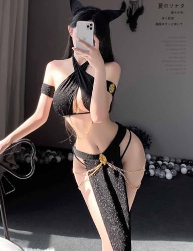 Women Cat Egyptian Queen Cosplay Costume Halloween Princess Maid Outfit Slave Lingerie Dress