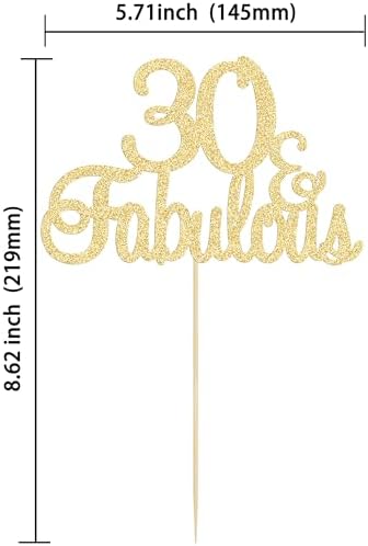 Gyufise 1Pcs Gold Glitter 30 & Fabulous Cake Toppers 30 and Fabulous Cake Toppers for Happy 30th Birthday Cheers to 30 Party Decorations 30 Anniversary Birthday Cake Decorations Supplies