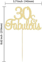 Gyufise 1Pcs Gold Glitter 30 & Fabulous Cake Toppers 30 and Fabulous Cake Toppers for Happy 30th Birthday Cheers to 30 Party Decorations 30 Anniversary Birthday Cake Decorations Supplies