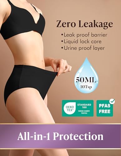 AIRCUTE Washable Adult Urine Incontinence Underwear for Women Leak Proof Absorbent Bladder Protective Panties (Medium, 5 Pack)