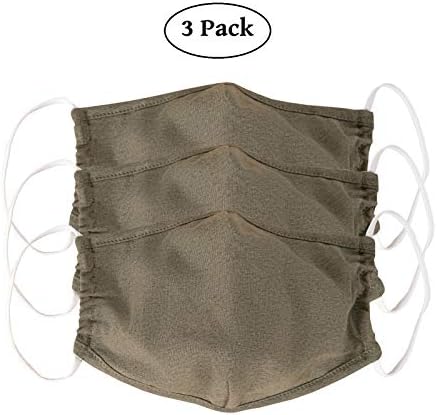 LOFBAZ 3 Pack Adult Cotton Cloth Face Coverings Washable Reusable with Filter Pockets