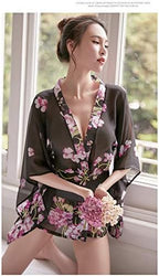 SINGUYUN Japanese Kimono Lingerie For Women Print Dress Pajamas Cosplay Lingerie Set Sexy