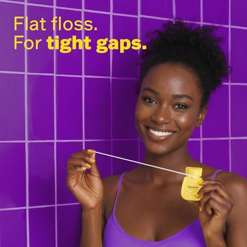 SlimWeave Flat Dental Floss for Tight Teeth & Tight Spaces, Thin Glide Dental Floss, Smooth Glide, Gentle on Gums, Mint + Xylitol, 3 Pack (54.7 yd / 50 m Each)