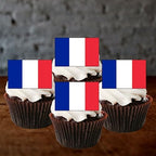 50 French Flag Edible Cupcake Toppers, France Flags, Edible Cake Decorations, Flags Of The World Mini Cake Decor, Eurovision Party Decor, Paris Theme Patriotic Decorations UNCUT