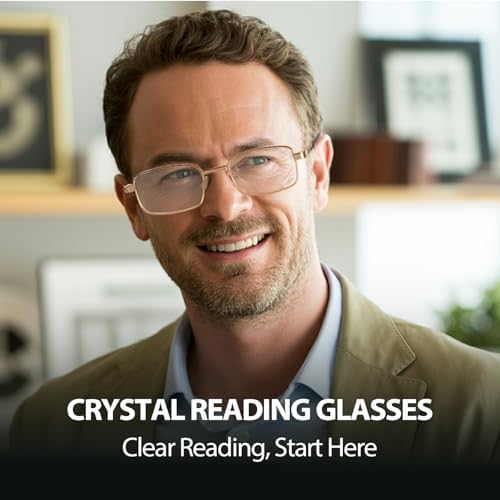 VIEWBETTER Reading Glasses for Women Men, Natural Crystal Stone Clear Real Glass Lens Scratch Resistant Anti UV/Glare V2221