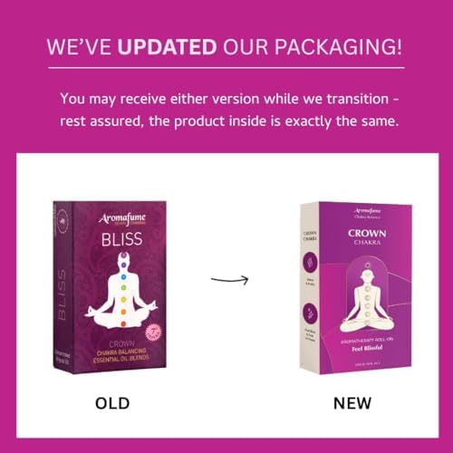 Crown Chakra Essential Oil Roll-On Blend by Aromafume | 10ml/0.33 fl oz | Sahasrara | Aromatherapy Oils for Chakra Balance | Lavender & Jasmine Extracts | Chakra Incense for Meditation, Yoga, Reiki