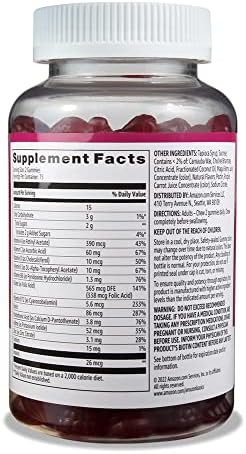 Amazon Basics Adult Multivitamin Gummies, Mixed Berry & Cherry Flavors, 150 Count, 75-Day Supply, Pack of 1 (Previously Solimo)