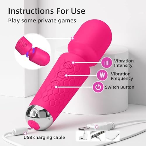 Handheld Small Mini Massager to Relieve Back Neck Shoulder Whole Body Muscle Pain Relief Pressure and Promote Relaxation, 20-Modes & 8-speeds Multi-Settings Available (RED)