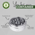 Nature's Own Stainless Steel Indian Spice Box/Masala Box/Masala Dabba/Spice Container - 7 Containers, Steel Masala Box/Spice Dabba/Spice Box, Spice Box for Chefs (Small)