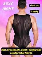 EHSUYAB Men's Sexy Lingerie, Ribbed Sheer Mesh Bodysuit, Shapewear Sissy Clothes Gay Club, Tank Top Muscle Suit Rave Outfits