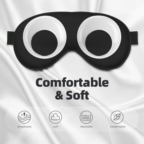 Cute Cartoon Eyes Sleep Mask Adjustable Strap Sleeping Eye Mask Light Blocking Blindfold Eye Sleep Shade Cover Bedtime Blackout Eyeshade for Yoga Nap Travel Shift Party