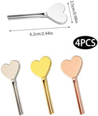 Heart Shaped Metal Toothpaste Tube Squeezer 4-Pack Roller. Heavy Duty Tube Key Squeezer Dispenser for Bathroom, Cosmetics, Paint and Salon Hair Color Lotions