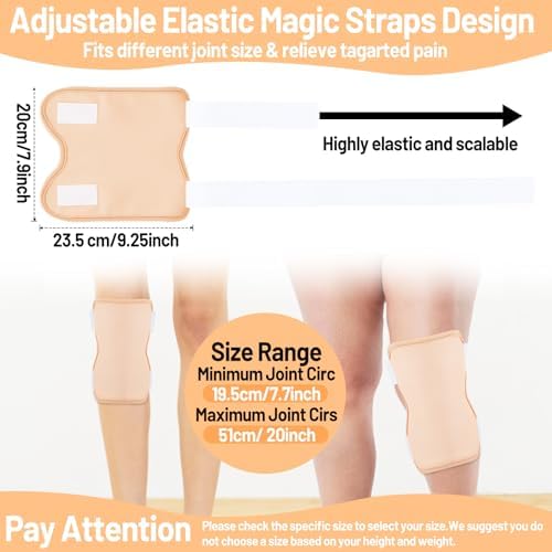 Castor Oil Knee Wrap, 2 Pack Organic Cotton Castor Oil Pack Wrap for Knee Elbow Arm Thigh Compress Pad Wraps with Adjustable Elastic Strap for Women Men, Reusable Waterproof Anti Oils Leak