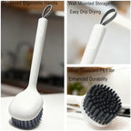2-Piece Set Handheld Dish Brush with Brass Scrubber and Steel Scraper for Stubborn Grease - Dual-Head Cleaner for Pots, Pans, Stovetop, Sink