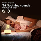 White Noise Sound Machine with 7 Colors Night Light 34 Soothing Sounds, Portable Sound Machine for Baby Adults Kids Sleep with 30 Volume Levels 4 Timers Adjustable Brightness (Wood Grain)