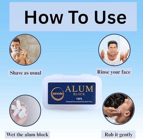 Natural Alum Block 100g – 100% Pure Fitkari Stone Deodorant & Aftershave for Men, Soothes Razor Burn & Shaving Cuts, Astringent, Non-Staining, Unscented, Alcohol-Free, Gentle on Skin