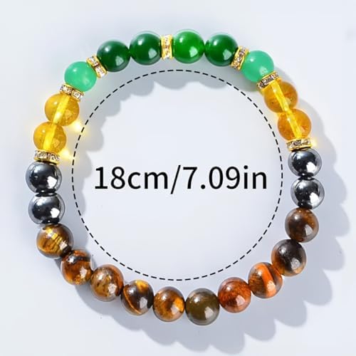 Money Attraction Bracelets for Women & Men Natural Crystal Tiger's Eye Black Yellow Tourmaline Onyx Attracts Money Bracelet