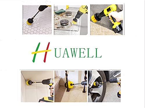 5 Pieces Different Size Cleaning Supplies Drill Brush Attachment Kit with 6 Inch Extender Power Scrubber/Toilet Brush/Bathroom Shower Cleaner/Grout Cleaner/Scrub Brush/Tub and Floor Scrubber