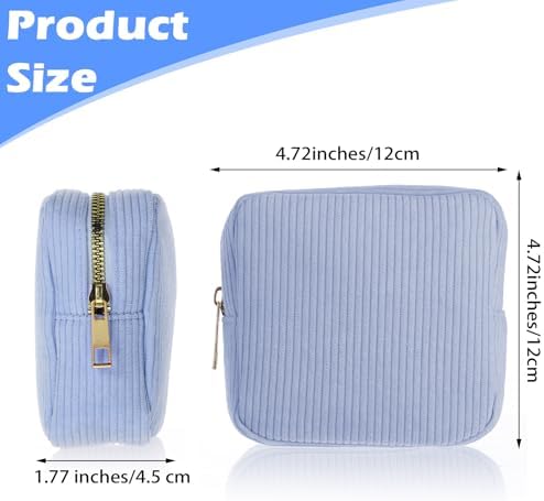 Period Bag for Teen Girls, Corduroy Sanitary Napkin Storage Bags Portable Sanitary Pad Storage Bag with Slip-in Pockets(Blue)