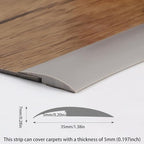 Trimold Carpet to Tile Floor Transition Strip, Grey Self-Adhesive Threshold Edging Trim (Length 3m, Cover Thickness Within 5mm)