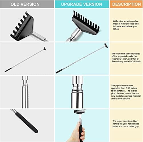Oversized Portable Extendable Back Scratcher, Upgraded Metal Stainless Steel Telescoping Back Scratcher Tool with Canvas Carrying Bag