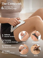 Rena Chris Gua Sha & Muscle Scraper Tool, Stainless Steel Body & Face Gua Sha Set for Deep Tissue Massage & Lymphatic Drainage, Guide & Travel Pouch Included (3-Piece Kit)