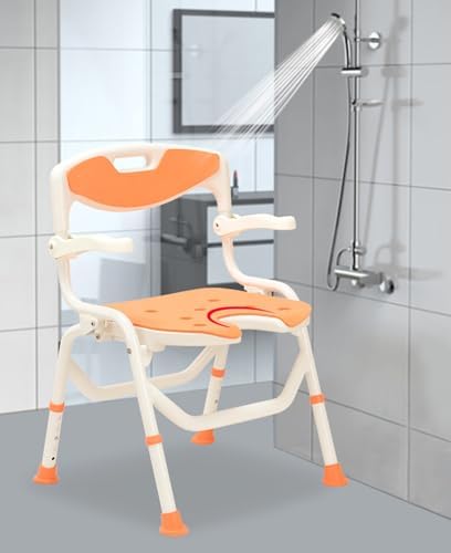 Height Adjustable Bath Shower Chairs,Household Folding Bath Chair Shower Chair,Anti-Slip Safety Bathroom Seat Chair for Elderly Pregnant Woman,Load Weight 150Kg A