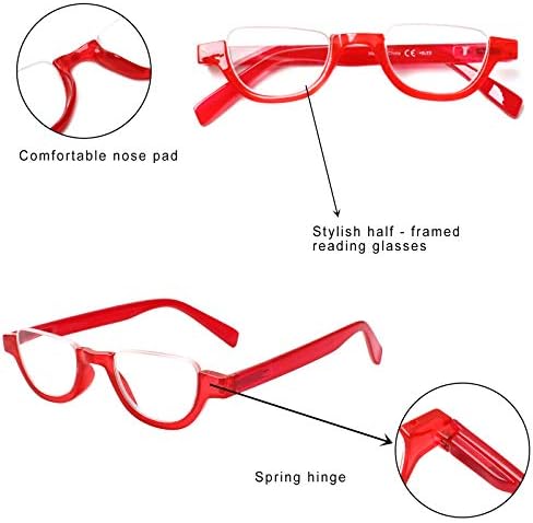 4 Pairs of Colorful Fashion Half Moon Frame Reading Glasses Spring Hinge Male and Female Readers