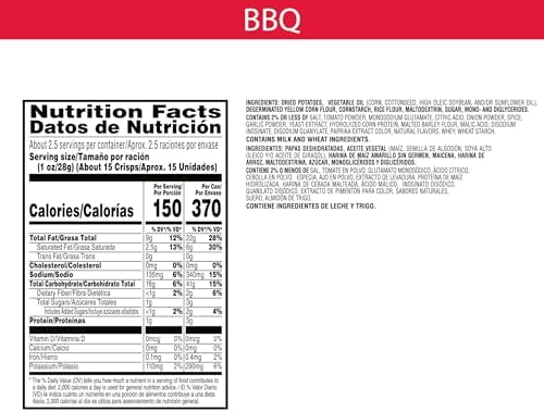 Pringles Potato Crisps Chips, Lunch Snacks, Office and Kids Snacks, Grab N' Go, BBQ (12 Cans)