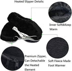 USB Heating Slippers for Feet Warm Indoor Home Women Men Heating Pad (Dark Black)