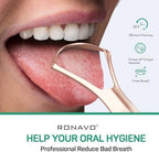 RONAVO Tongue Scraper for Adults, Tongue Scrapper for Women, Metal Tongue Cleaner with Travel Case for Oral Care, Fresher Breath in Seconds, Easy to Use and Clean, 2 Pack