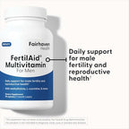 Fairhaven Health FertilAid for Men | Male Fertility Supplement for Count and Motility | Pre-Conception Support with L-Carnitine, CoQ10, Maca and Zinc | 90 Capsules | 3 Month Supply