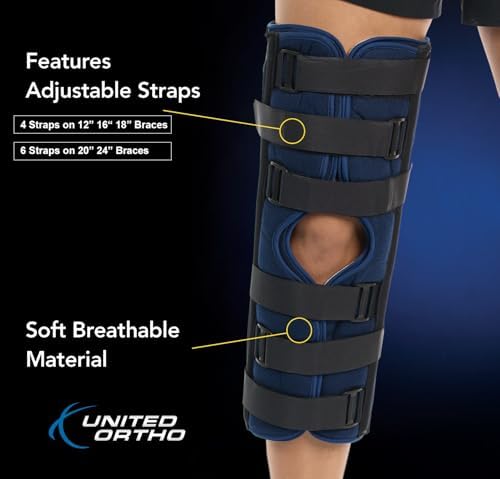 United Ortho 61012 3-Panel Knee Immobilizer, 12" Size,Navy