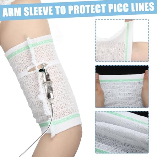 TrelaCo 6 Pcs PICC Line Cover Sleeve Upper Arm Protector Comfortable Breathable Elastic Mesh PICC Line Sleeve Cover for Upper Arm Adult Teenager Nursing