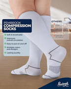 Pembrook Plus Size Compression Socks for Women Wide Calf - 3 Pairs, 20-30mmHg Extra Wide Calf Compression Socks, Up to 4XL