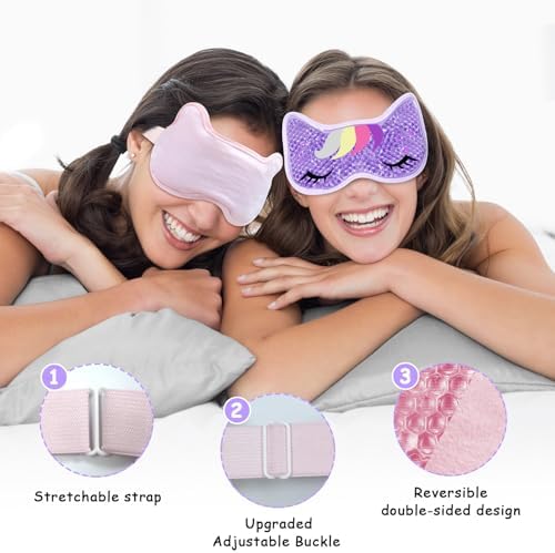 2PCS Cooling Eye Mask Gel Eye Mask, Reusable Hot Cold Therapy Cold Eye Mask for Post Surgery, Puffiness, Dark Circles, Eye Bags, Dry Eyes