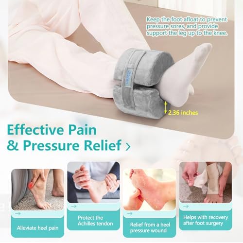 Zelen Foot Elevation Pillow Ankle Heel Elevator Wedge Foot Support Pillow Medical Ankle Cushion for Bed Sore Pressure Ulcer Sleeping Feet Leg Rest Elevated Support Foam Surgery Recovery (Small, 1PCS)