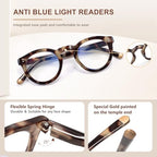 EASY READ Retro Round Blue Light Blocking Reading Glasses for Women,Anti UV Readers for Women with Spring Hinge