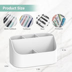 Countertop Toothbrush Holders for Bathrooms, Plastic Toothpaste and Electric Tooth Brush Holder Storage Caddy Stand for Shower, 5 Slots Cute Kids Bathroom Counter Organizer for Vanity, White