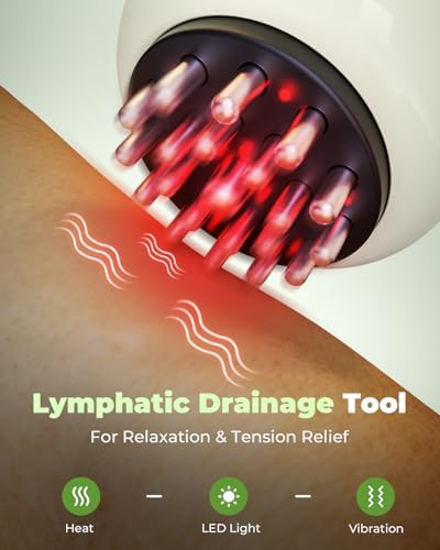 Lymphatic Drainage Massager & Handheld Body Sculpting Machine for Legs, Arms, Belly & Body Massage, Anti Cellulite Massage Tool with Red-Light, 9-Level Heat & Vibration for Relaxation