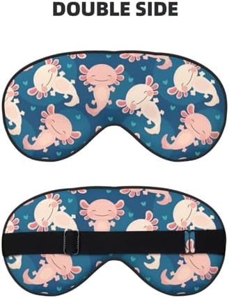 Axolotl Kawaii Sleep Mask Eye Mask with Adjustable Strap Eye Sleep Shade Cover Blocks Light for Women Men Airplane Travel Nap