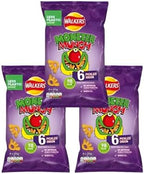 Walkers Monster Munch Pickled Onion Flavored Corn Snacks, 6 Pack Multipack, 20g Bags, Low Calorie Baked Puffs, Pack of 3, Room Temperature Storage